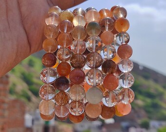Pulsera de cuarzo yodolita - Pulsera de cuarzo jardín - Pulsera de cuarzo rutilado - Pulsera de cuarzo multicolor - Cristal con gran poder curativo