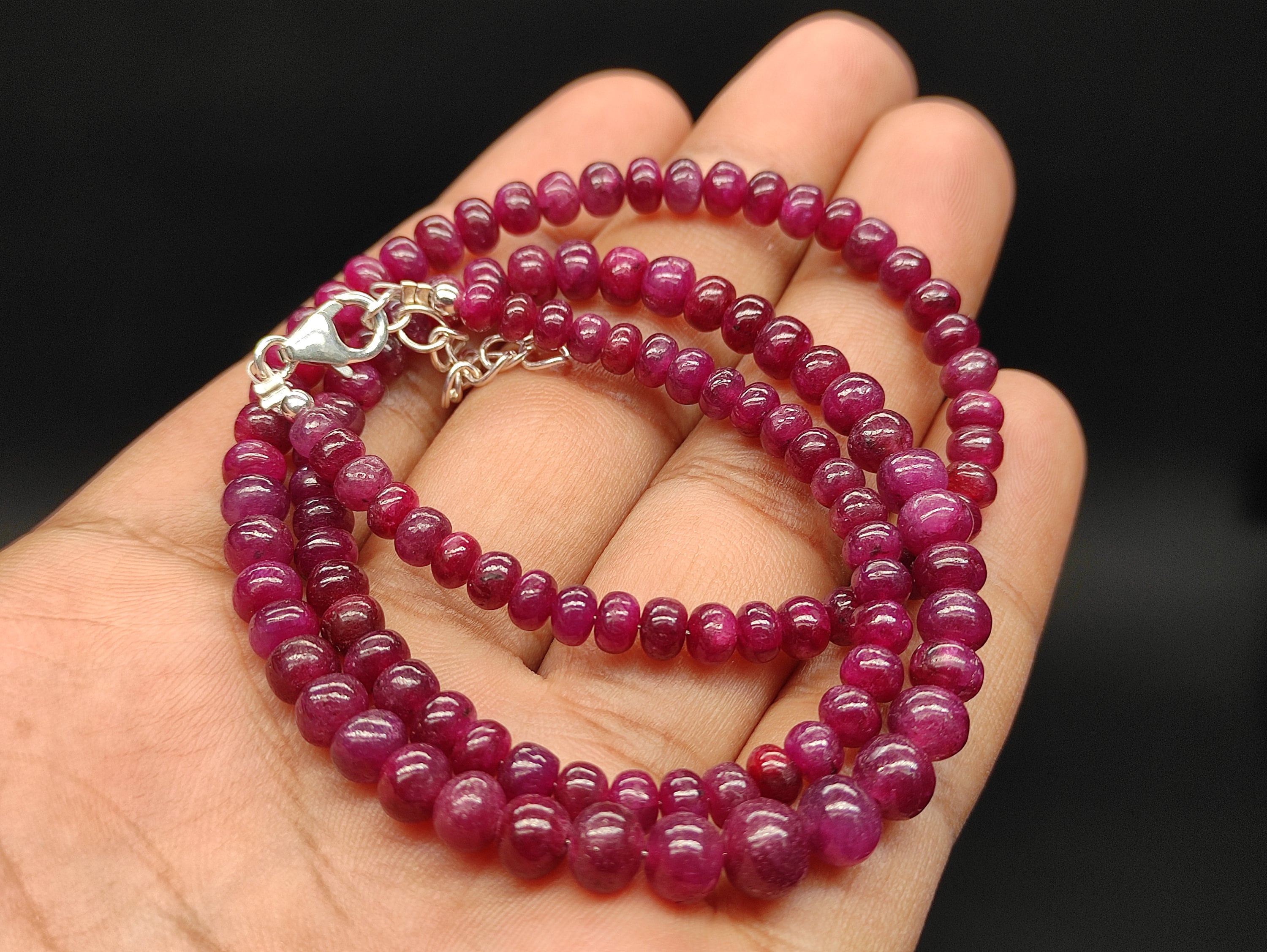 Ruby beads necklace shop online Clearance