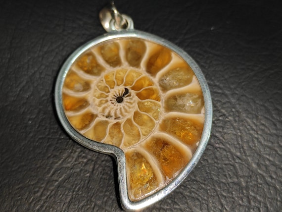 アンモナイトの手作りシルバーペンダント アンモナイトのスターリングシルバーペンダント - アンモナイト