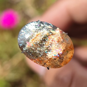 Confetti SUNSTONE - Sunstone crystal - Sunstone Lattice crystal cabochon - Sparkling Rainbow sunstone cabochon with copper inclusions