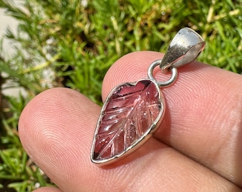 TOURMALINE Carved Pendant - Rubellite tourmaline Necklace  - tourmaline crystal - tourmaline Charm - healing crystal - pink tourmaline