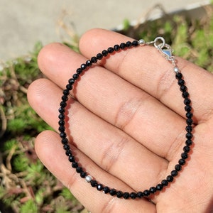 SPINEL Bracelet - black Spinal bracelet - micro faceted healing bracelet - Sterling silver - gift for your loved ones