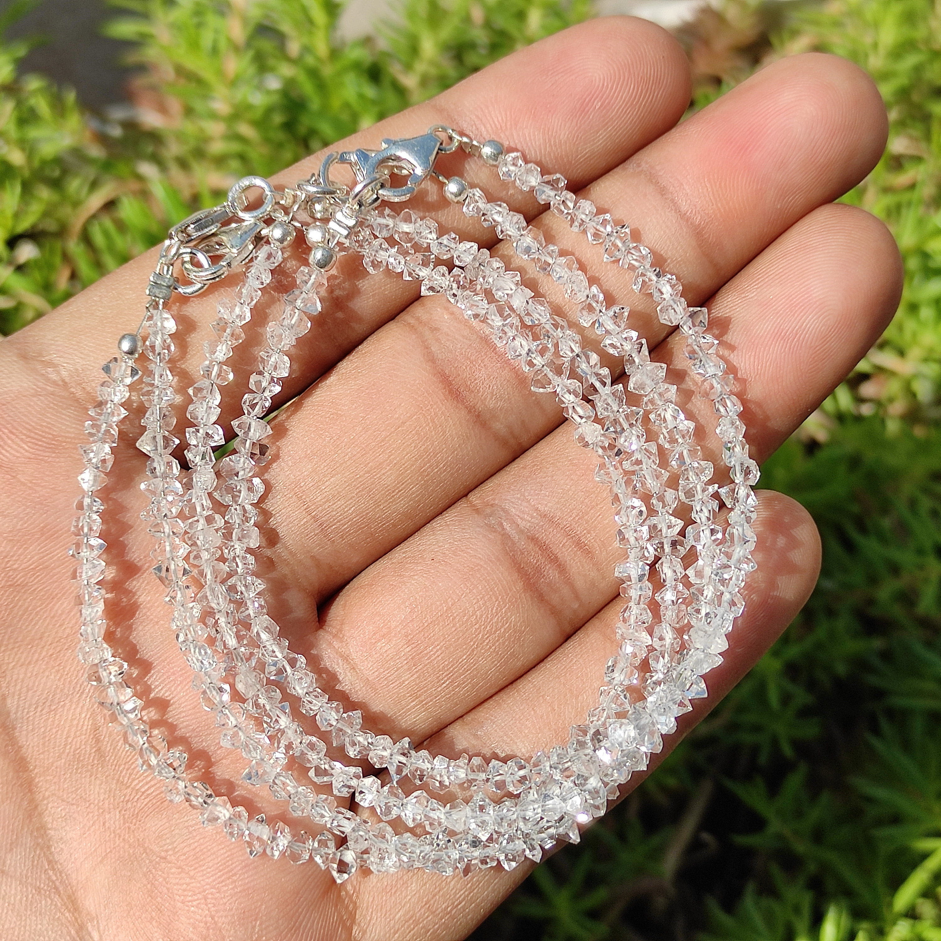 Brand New) Natural Herkimer Diamonds quartz Bracelet, Luxury, Accessories  on Carousell