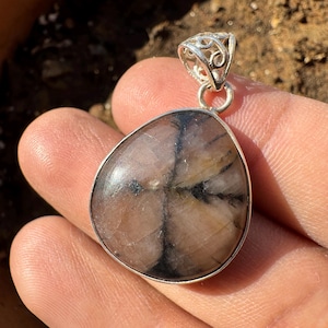 CHIASTOLITE Crystal Pendant - Andalusite cabochon - Chiastolite Trapiche - healing crystal - chiastolite pendant - chiastolite