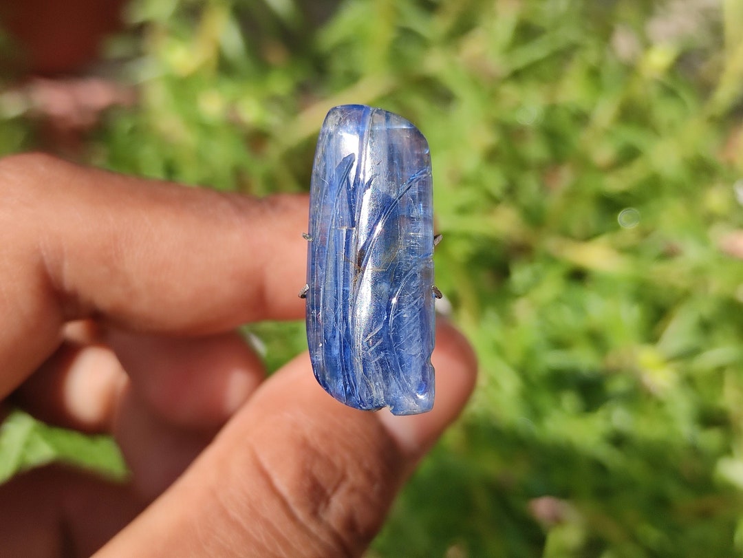 KYANITE Carved Crystals Blue Kyanite Carved Cabochon Healing Crystals