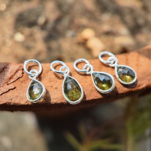 Moldavite Pendant charms - Moldavite rose cut charm - Sterling silver Jewellery - moldavite crystal - Czech Republic -  certified moldavite