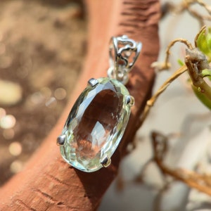 KUNZITE Crystal Pendant - Spodumene, Triphane Green Kunzite Crystal - kunzite necklace - kunzite charm - prong set - Housewarming Gift