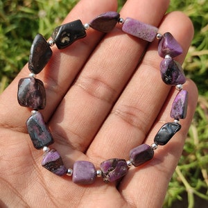 SUGILITE tumbled beads bracelet - Gel sugilite - manganese sugilite tumbled beads - Rare find sugilite beads bracelet