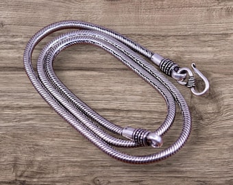 CATENA SERPENTE - Collane a catena antiche in argento Sterling 925 da 4,5 mm. - Argento 925 autentico - Serpente rotondo - per ciondolo - fatto a mano
