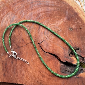 Tsavorite Green Garnet beads necklace - natural green garnet beads necklace - micro faceted beads necklace - healing green garnet