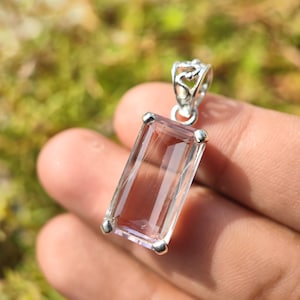 KUNZITE Crystal Pendant - Spodumene, Triphane Green Kunzite Crystal - kunzite necklace - kunzite charm - prong set - Housewarming Gift