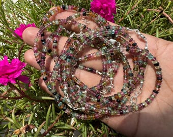 Multi Tourmaline Faceted Bracelet, Brazilian Gemstone Beads, Natural Crystal Jewelry, Adjustable Beaded Bracelet, Colorful Tourmaline, Gift