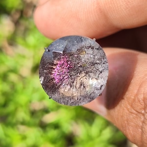 Covellite In SUPER SEVEN QUARTZ - Faceted - Gemstones, Jewelry Making, melody stone, lapidocrocite, geothite, cacoxenite