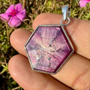 Trapiche ruby - star ruby pendant - natural star ruby crystal - flashy star ruby - hexagonal star ruby - patterned flashy ruby