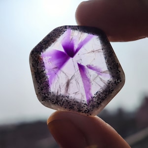 Phantom Trapiche Amethyst - red phantom amethyst portal amethyst - rare hematite included amethyst - flashy Covellite effect - India