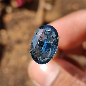 KYANITE Crystal - Rare Teal blue Kyanite Faceted Crystal - Kyanite loose cabochon - healing crystals - kyanite pendant