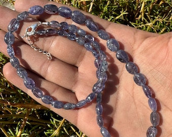 Tanzanite beaded necklace - tanzanite beaded necklace - tanzanite necklace - bi color tanzanite - natural tanzanite