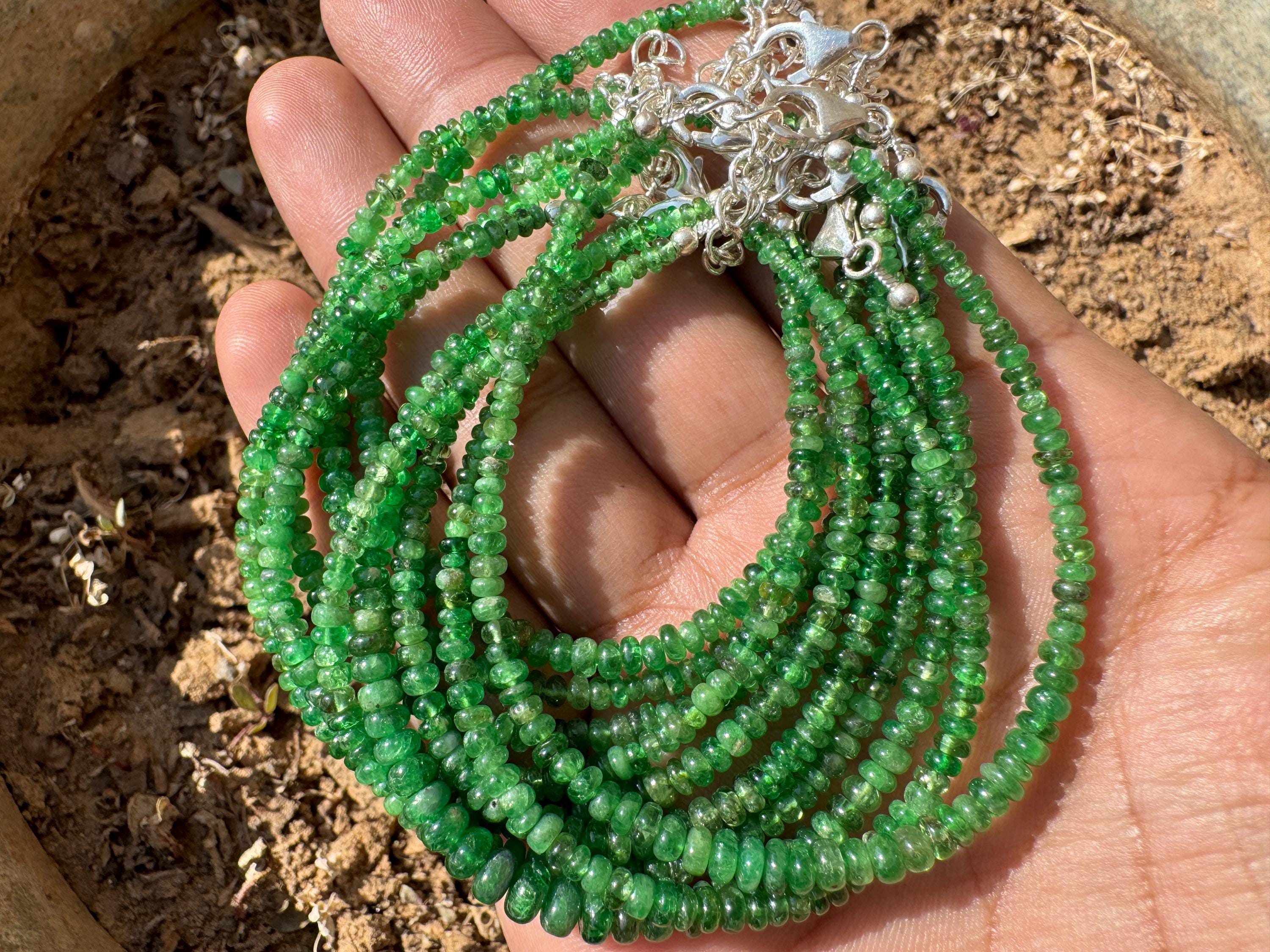 TSAVORITE BRACELET - Green Garnet Beads Bracelet - Tsavorite Green