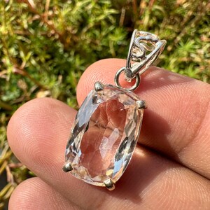 KUNZITE Crystal Pendant - Spodumene, Triphane Green Kunzite Crystal - kunzite necklace - kunzite charm - prong set - Housewarming Gift