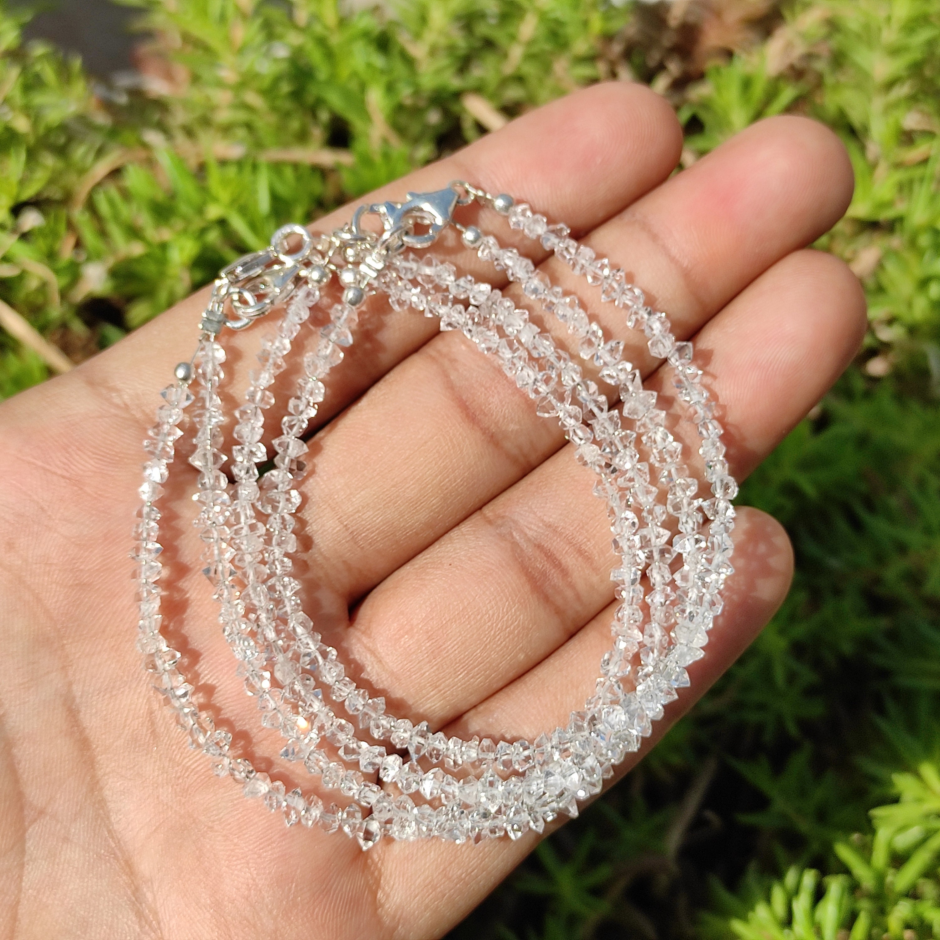 Herkimer Diamond Crystal Bracelet - Double Terminated Herkimer