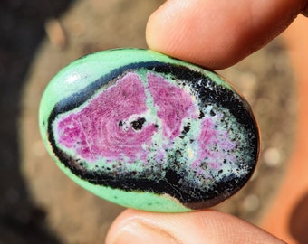 RUBY ZOISITE - Ruby zoisite cabochon - ruby zoisite crystal - ruby fuchsite - healing crystal - ruby zoisite pendant