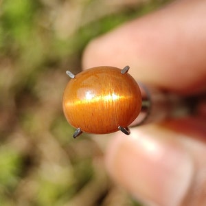 SUNSTONE Cats eye Cabochon - High Grade Sunstone Cats eye crystal - Sparkling Schiller sunstone cabochon with copper inclusions - karur