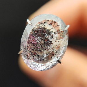 Covellite In SUPER SEVEN QUARTZ - Faceted - Gemstones, Jewelry Making, melody stone, lapidocrocite, geothite, cacoxenite
