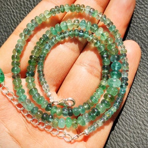 Emerald beaded Necklace - Natural Zambian emerald - Neon green color - emerald rondelle beads