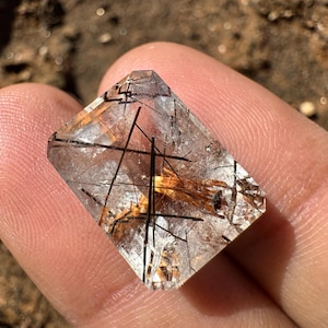 Natural Tourmalinated Quartz Cabochon - Rutilated quartz - Black tourmaline - Black rutile - Tourmaline - Smoky Quartz