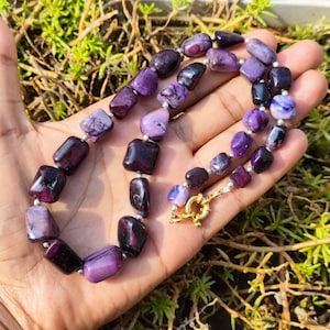 SUGILITE tumbled beads necklace - Gel sugilite - manganese sugilite tumbled beads - Rare find sugilite beads necklace