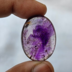 Amethyst Cabochon, lepidocrocite, hematite, Geothite Inclusions, Rare Super Seven Amethyst, Powerful healer, Geoethite in Amethyst, Brazil