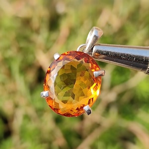 Citrine Crystal Pendant - beautiful citrine - citrine faceted stone in prong setting - natural citrine - metaphysical crystal