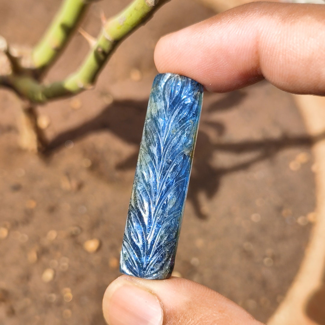 KYANITE Carved Crystals Blue Kyanite Carved Cabochon Healing Crystals