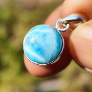 Larimar Pendant - larimar crystal charm - larimar necklace -  Stone from Dominican Republic - Healing crystal - Meditation Stone