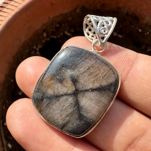 CHIASTOLITE Crystal Pendant - Andalusite cabochon - Chiastolite Trapiche - healing crystal - chiastolite pendant - chiastolite