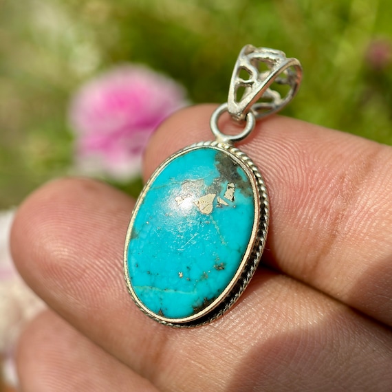 ネックレス・ペンダント STONEHENgE silver cubic turquoise necklace Natural Turquoise Pendant Sterling Silver -tibetan Turquoise