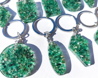 EMERALD Crystal keychain - Resin Moulded Emerald crystals - healing crystal - emerald -  backpack charm - stocking suffer - Gift