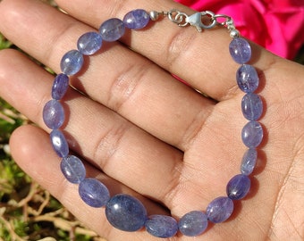 Tanzaniet Ovale kralenarmband - tanzanietkristal - tanzaniet helende armband - tanzaniet helende kristallen - flitsende tanzaniet - tanzaniet