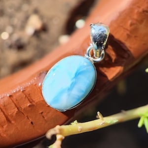 Larimar Pendant - larimar crystal charm - larimar necklace -  Stone from Dominican Republic - Healing crystal - Meditation Stone
