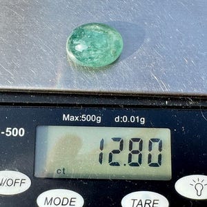 SMARAGDCABOCHON - Zambisk smaragdcabochon - Sällsynt hexagonal inklusion - smaragd kattögoneffekt - zambisk glänsande smaragd bild 3
