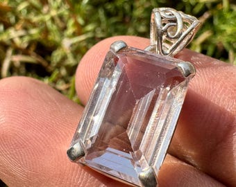 KUNZITE Crystal Pendant - Spodumene, Triphane Green Kunzite Crystal - kunzite necklace - kunzite charm - prong set - Housewarming Gift