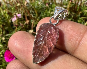 TOURMALINE Carved Pendant - Rubellite tourmaline Necklace  - tourmaline crystal - tourmaline Charm - healing crystal - pink tourmaline
