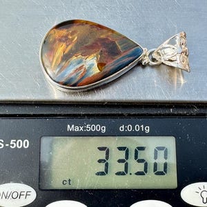 Fire Pietersite Pendant - Natural Storm Stone Jewelry - Blue and Gold Chatoyant Gemstone Necklace image 3