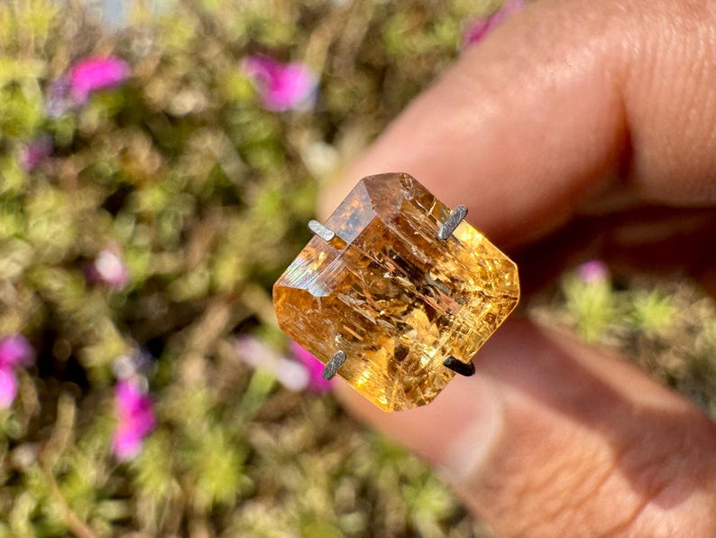 Imperial Topaz Cut - Natural Imperial Topaz Crystal - Golden Topaz - topaz crystal - healing crystal - imperial topaz pendant - ring image 8