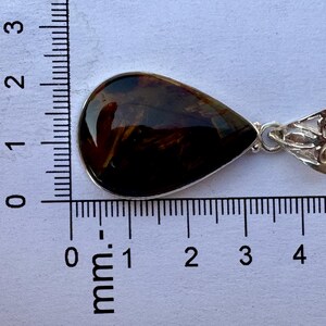 Fire Pietersite Pendant - Natural Storm Stone Jewelry - Blue and Gold Chatoyant Gemstone Necklace image 2
