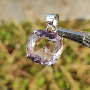 KUNZITE Crystal Pendant - Spodumene, Triphane Green Kunzite Crystal - kunzite necklace - kunzite charm - prong set - Housewarming Gift