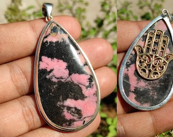Rhodonite pendant - rhodonite necklace - rhodonite jewelry - rhodonite - Sterling silver - healing crystal necklace rhodonite crystal