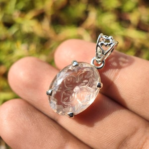 Rose Quartz Pendant - Rose quartz carved - fine crystal from Brazil - rose quartz necklace - Clear Crystal Quartz - pendant and charms