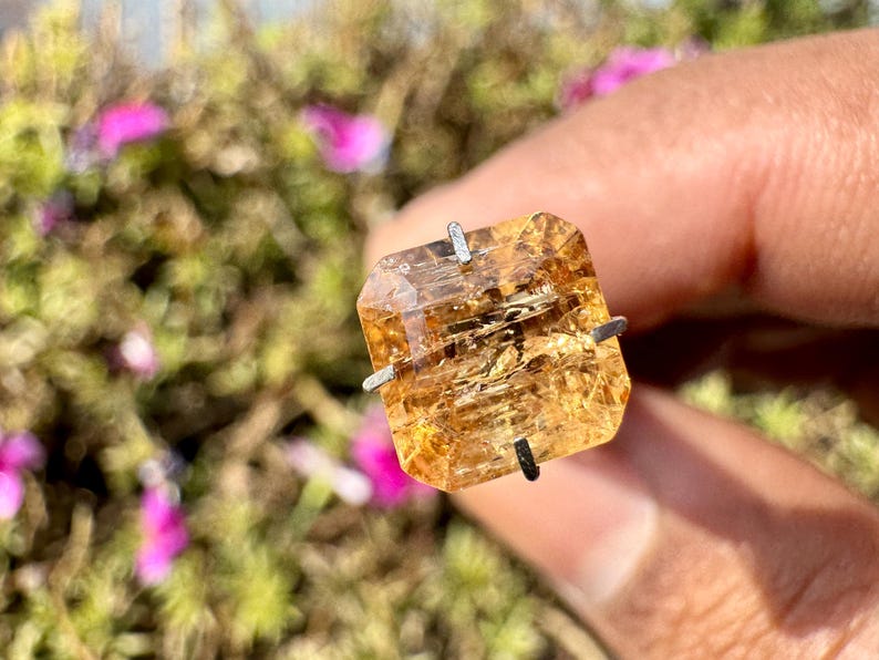 Imperial Topaz Cut - Natural Imperial Topaz Crystal - Golden Topaz - topaz crystal - healing crystal - imperial topaz pendant - ring image 11