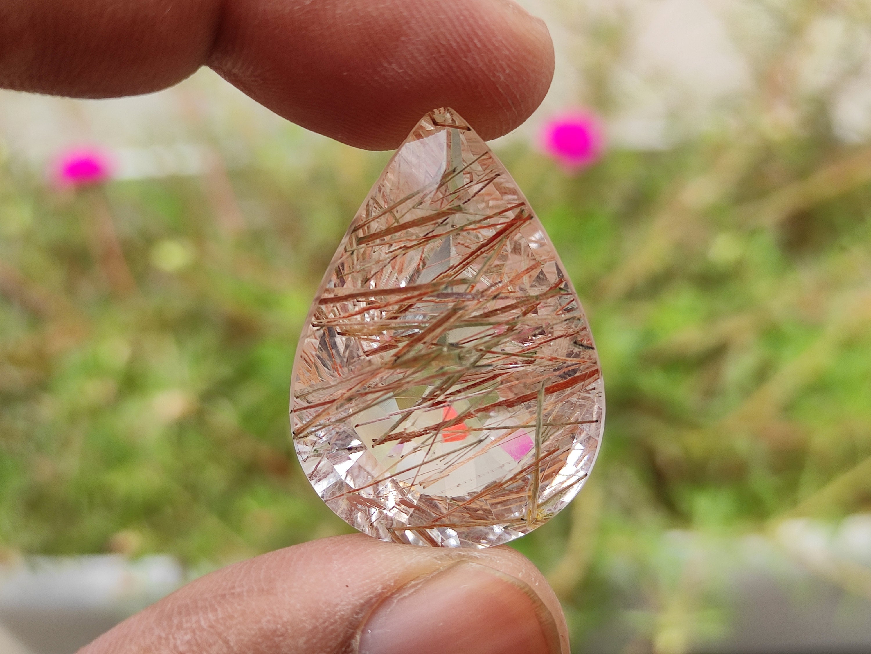 Rutilated Quartz - Copper Rutile Cabochon - Shape - Healing